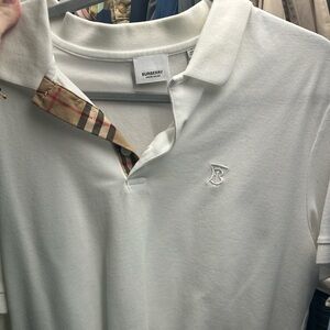 Burberry Ivory Polo Shirt with Check Collar